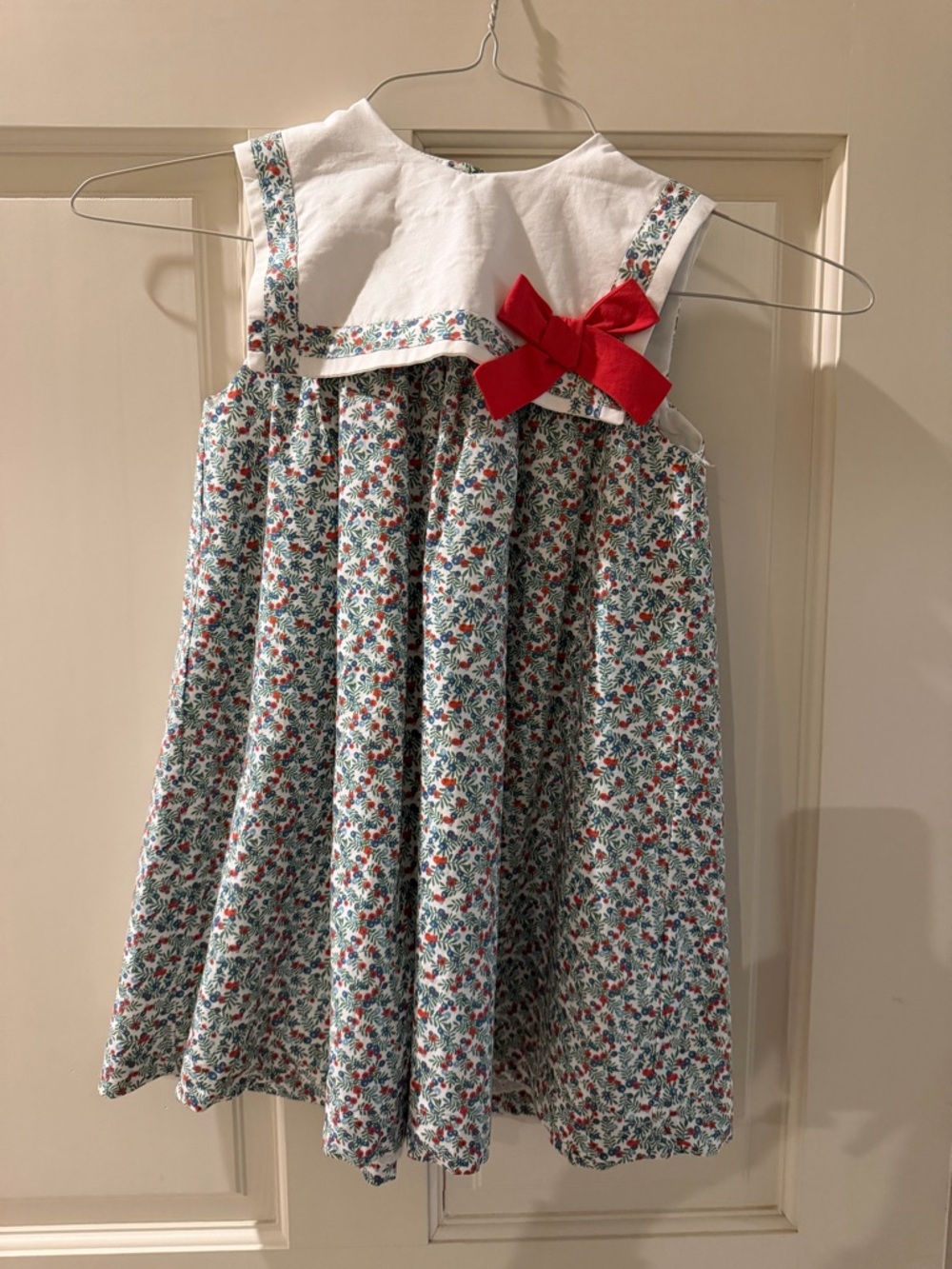 Pepa London Girls Evelyn Floral Bow Detail Dress, Red